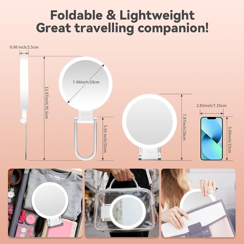 Makeup Mirror with Lights - 1X/30X Magnifying, Adjustable 3 Color Light | Rechargeable, Smart Memory, Perfect Gift for Women
