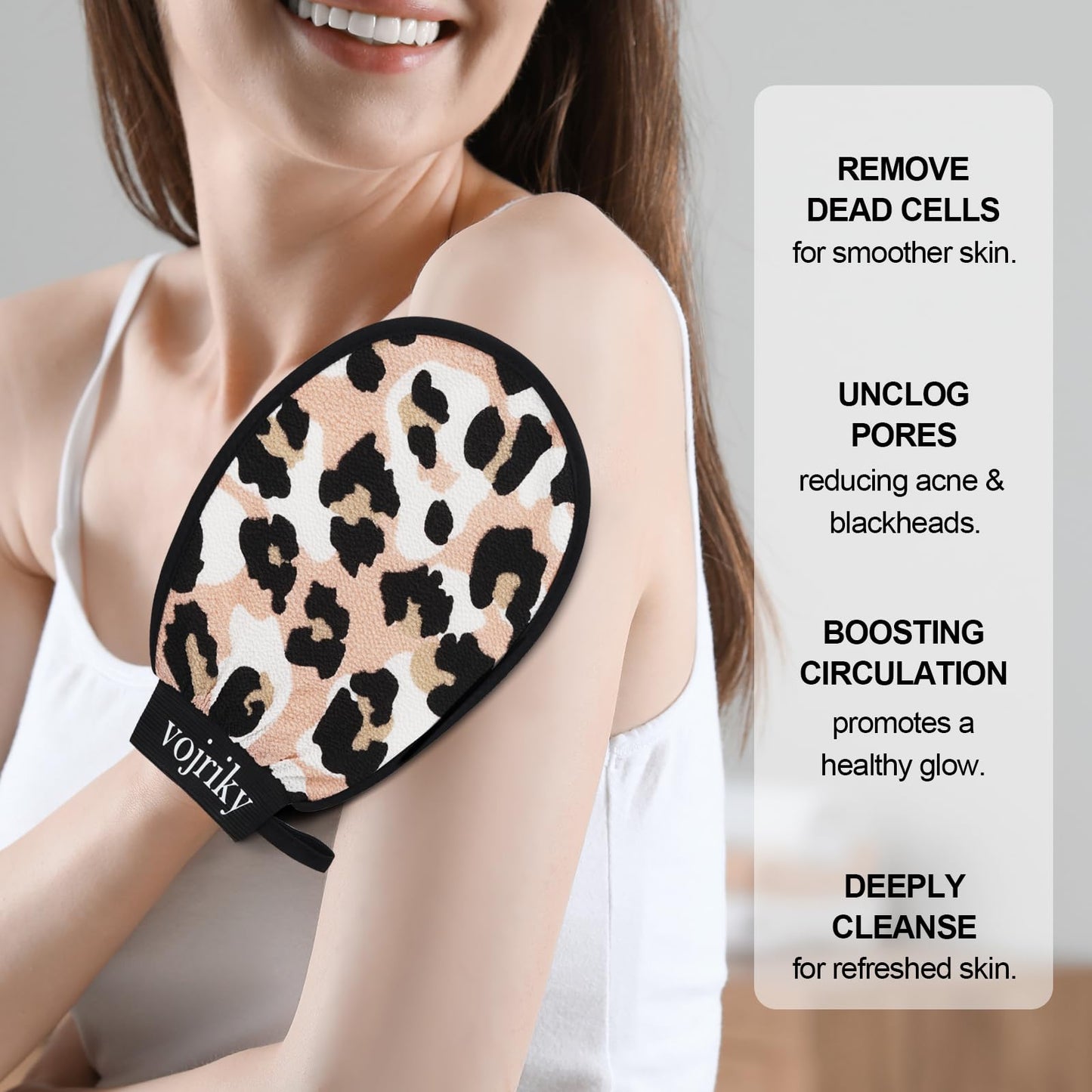 Vojriky Durable Body Scrub, Dead Skin Remover & Body Scrubber Exfoliator, Body Exfoliating Gloves for Shower, washcloth exfoliating, exfoliating Glove for Smooth Skin 2PCS