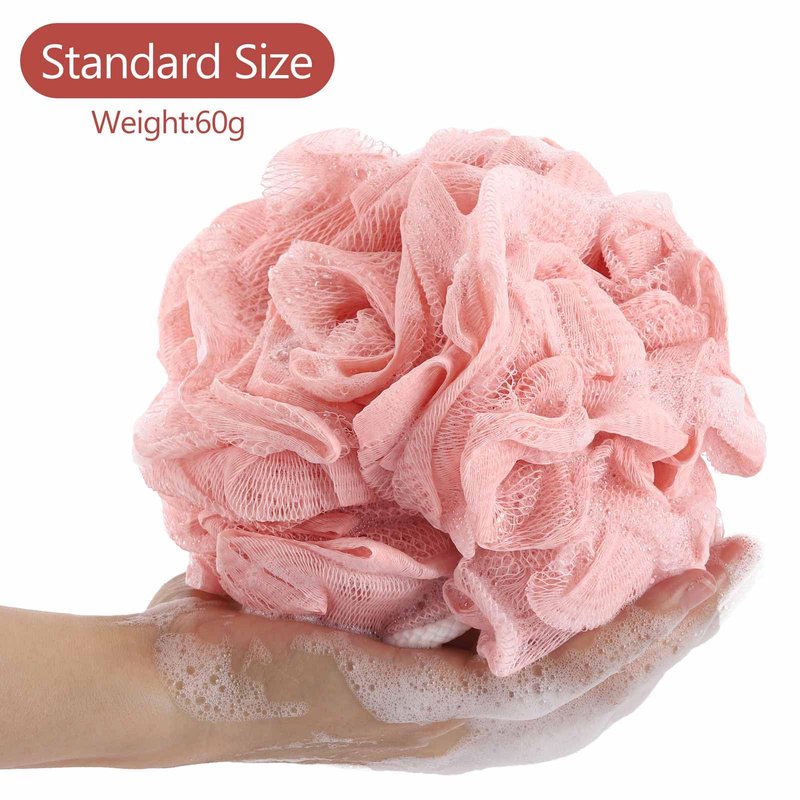 BTYMS Large Loofah Bath Sponge 75g/Pc, Exfoliating Body Scrubber Shower Scrunchies Mesh Pouf - Pack of 4
