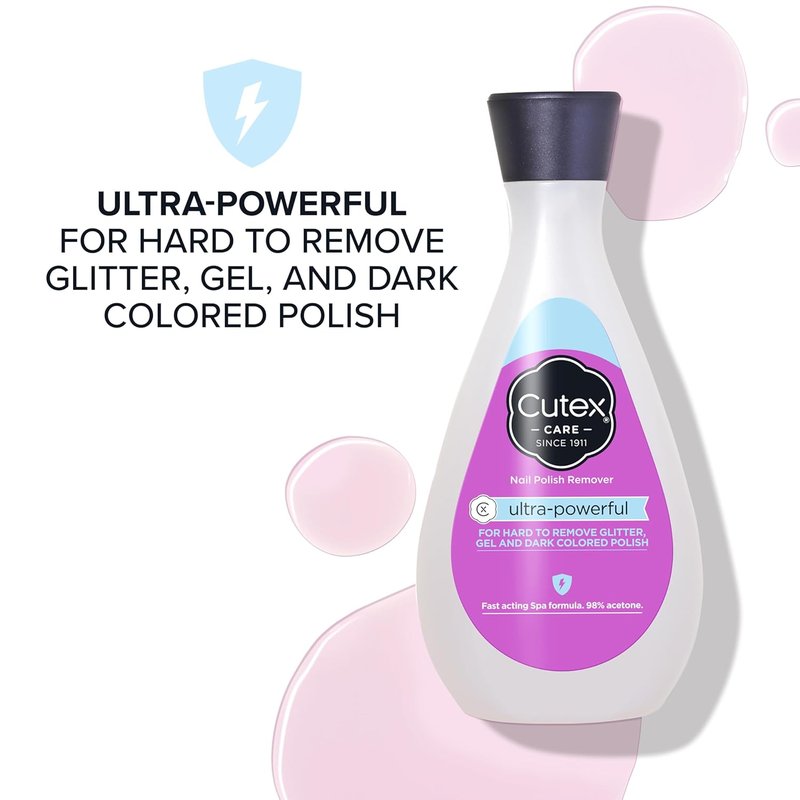 Cutex Gel Nail Polish Remover - Ultra-Powerful Formula for Glitter & Dark Colors | 6.76 Fl Oz, Paraben-Free