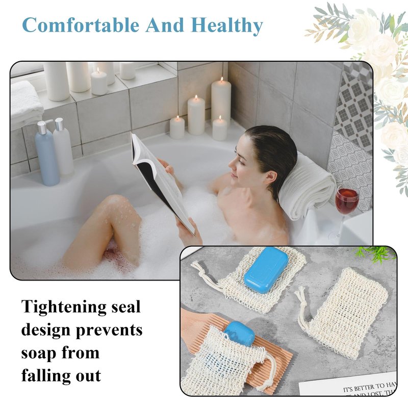 PercyEffie 50pcs Soap Saver Bag mesh soaps bags with Drawstring Exfoliating Pouch Sisal soaps bag loofah pouch soap savers for bar Foaming and Drying Exfoliating Net for Bath and Shower