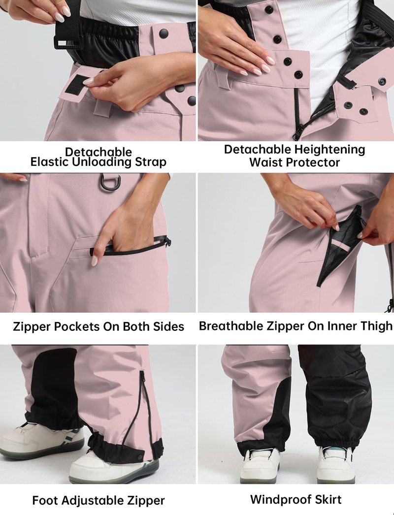 GSOU SNOW Womens Baggy Snowboard Pants Ski Bibs Snow Loose Overalls Waterproof Windproof Insulated Warm