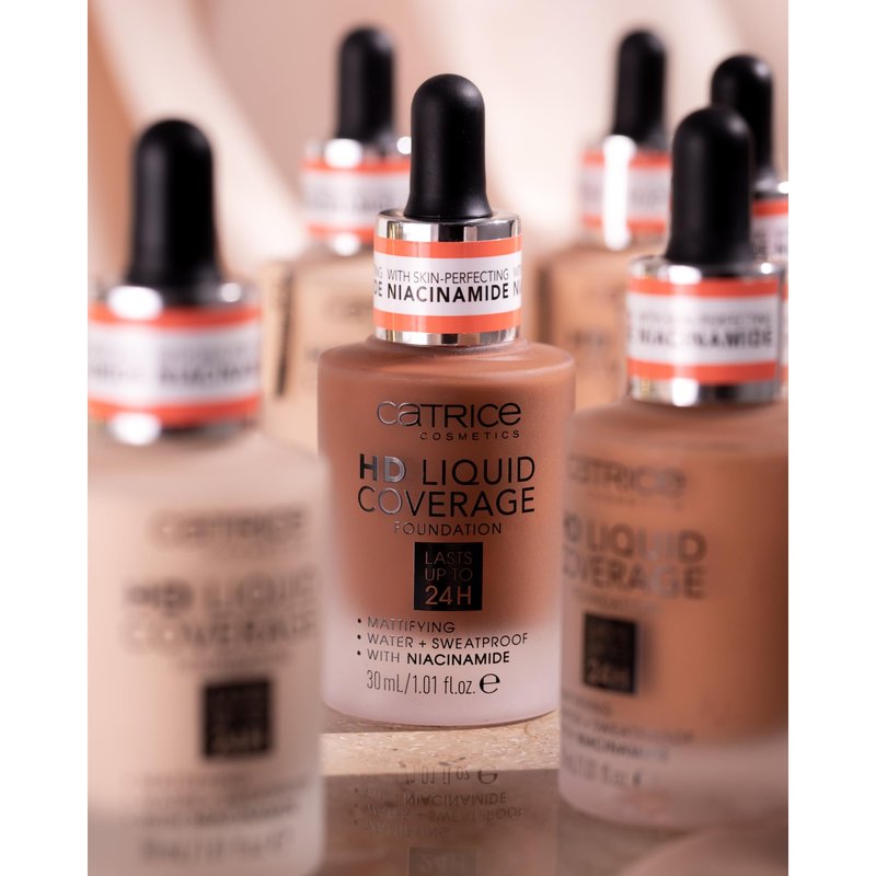 Catrice | HD Liquid Coverage Foundation | 24H Wear, Matte Finish, High Coverage, Waterproof Formula with Niacinamide | Vegan & Cruelty Free (010 | Light Beige)