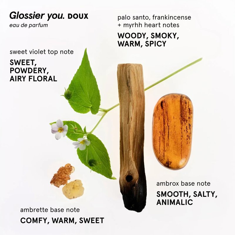 Glossier You Doux Eau de Parfum - Unisex Fragrance for Men & Women, Skin-Scent Enhancer Smells Different on Everyone - Earthy Woody Perfume with Sweet Violet, Palo Santo & Ambrox Base Notes, 8ml