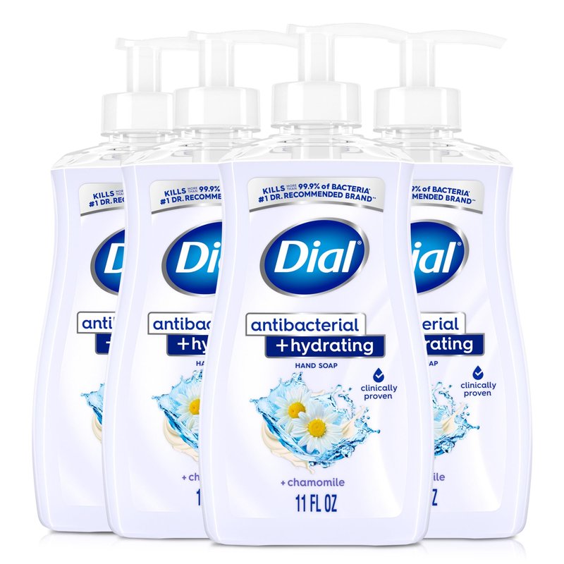 Dial Antibacterial Plus Hydrating Chamomile Liquid Hand Soap, 11oz (Pack of 4)