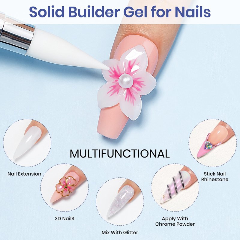 MIZHSE 2 Colors Solid Builder Gel for Nails: Non-sticky Hard 3D Sculpting Gel for Nail Art for Molding Soak Off U V LED Starter Kit DIY Home Salon