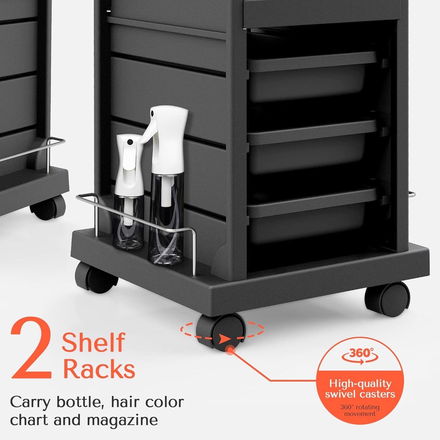 TASALON Salon Trolley - Space-Saving Rolling Cart with 6-Tray Storage - Versatile Tattoo Tray