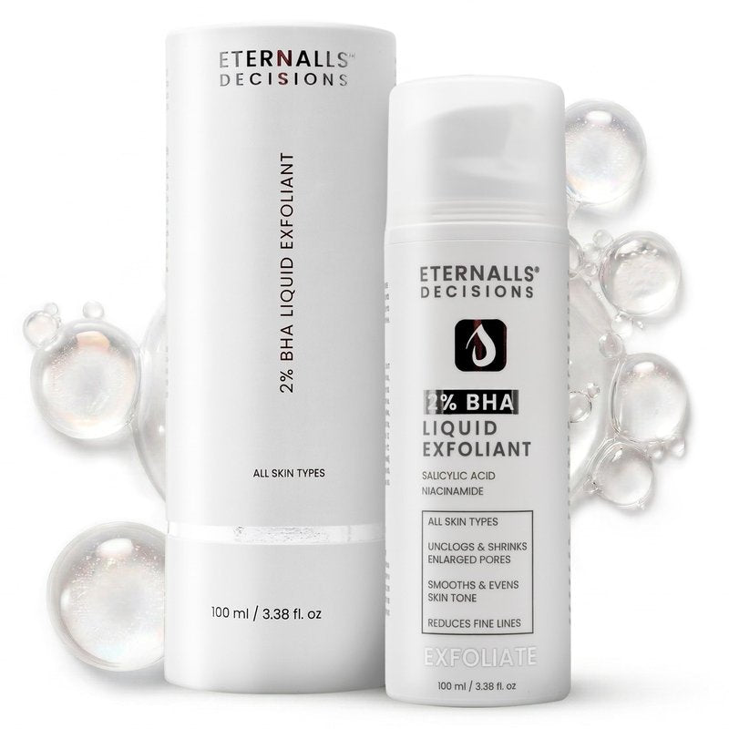 2% BHA Liquid Exfoliant Face Toner, Daily Leave-On Exfoliant, with Salicylic Acid & Niacinamide to Unclog Pores, Smooth Texture, Hydrate & Support Glowing Skin, Daily Exfoliator | Eternalls Decisions