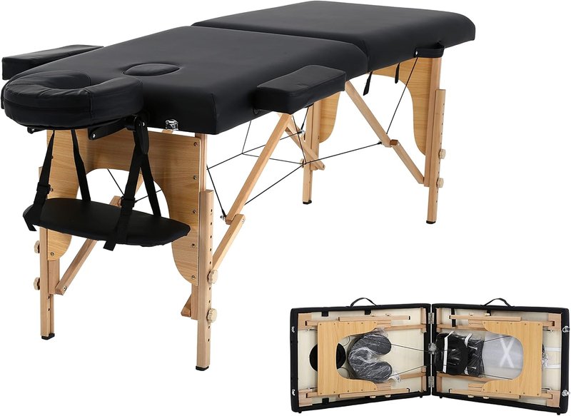 Portable Massage Table - 24-Inch Wide Height Adjustable Spa Bed | 73-Inch Tattoo & Lash Bed with Carry Case & Face Cradle
