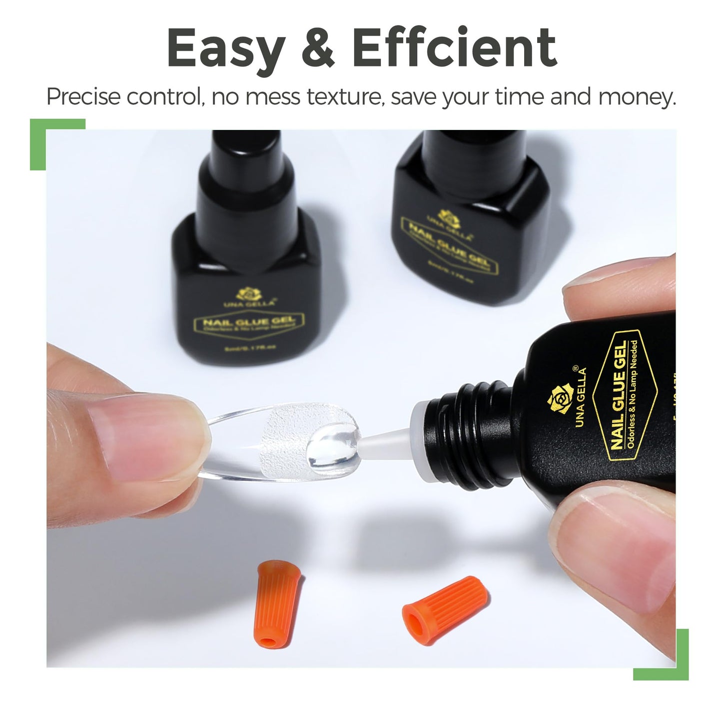 UNA GELLA 5ml Super Strong Gel Nail Glue for Press Ons: No U V Lamp Needed Glue Gel, Travel-Size Nail Adhesive for Press on Nails, Nail Tips&Acrylic Nails-Quick Dry, No Smell, Long-Lasting
