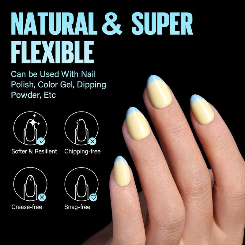 Almond Nail Tips - 240PCS Pre-Shaped Clear Gel False Nails | Soft Acrylic for DIY Nail Extensions