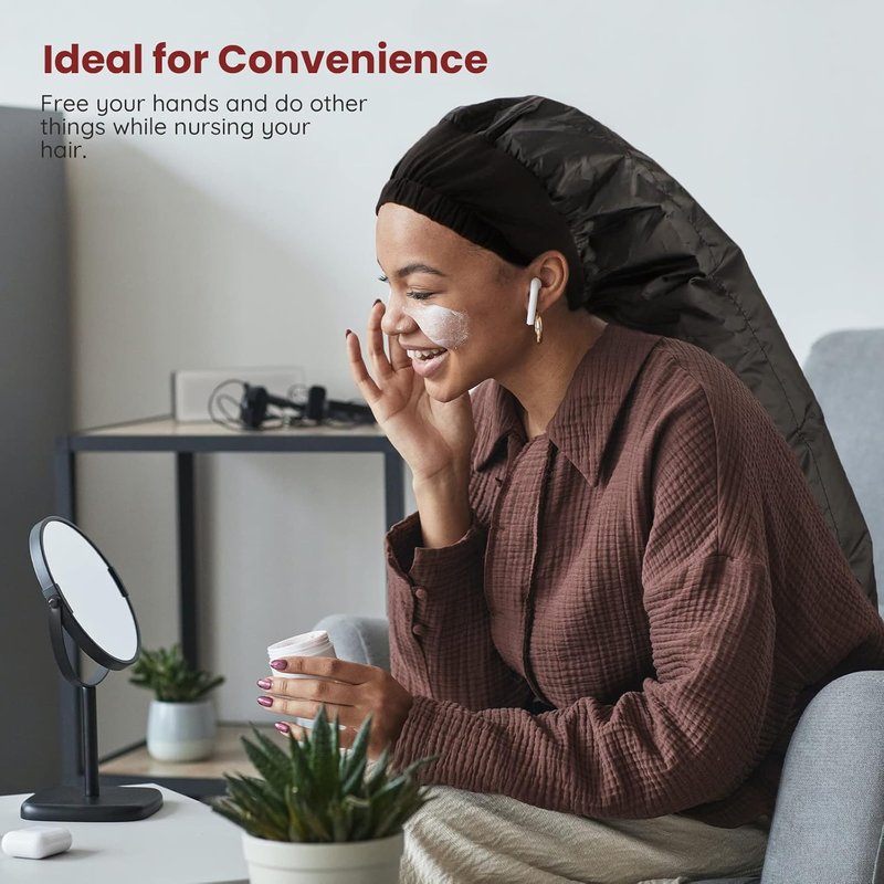 Segbeauty Bonnet Hooded Hair Dryer Attachment - Extra Large Adjustable Deep Conditioning Cap for Curly Hair Care