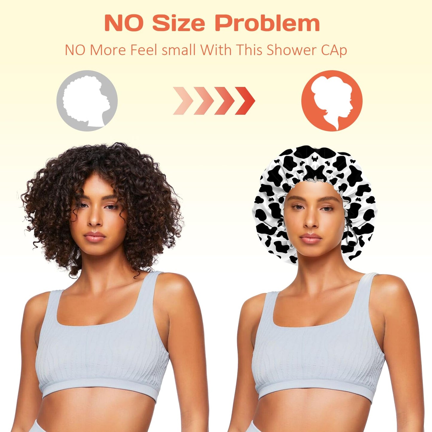 BHAHB Shower Cap Reusable Double Layer Adjustable Elastic Waterproof EVA Hair Bath Caps for Women Girls Cute Aesthetic-Cow Leopard