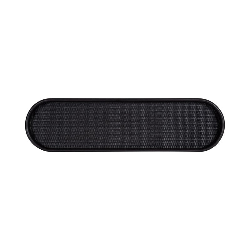 Kate and Laurel Planche Decorative Capsule Woven Tray with Solid Wood Frame; 27 x 8; Black; Modern Slim Wood Rectangle Serving Tray for Living Room
