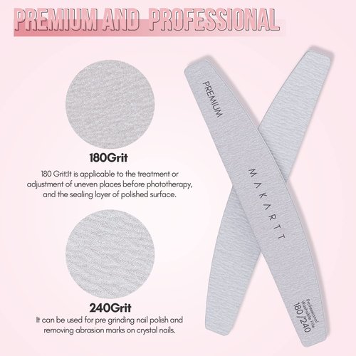 Makartt Nail File: 100/180 Grit Emery Boards for Nails, 10 Pcs Zebra Doubled Sides Coarse Fingernail Filer for Acrylic and Extension Gel Removal Manicure Kit Salon Home Use