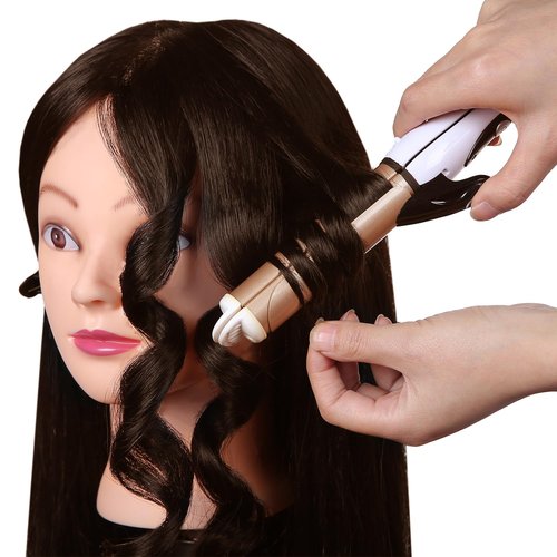 Armmu 26"-28" Mannequin Doll Head with 60% Real Hair, Hairdresser Practice Training Head Cosmetology Manikin Doll Head with 9 Tools and Clamp - #4 Brown