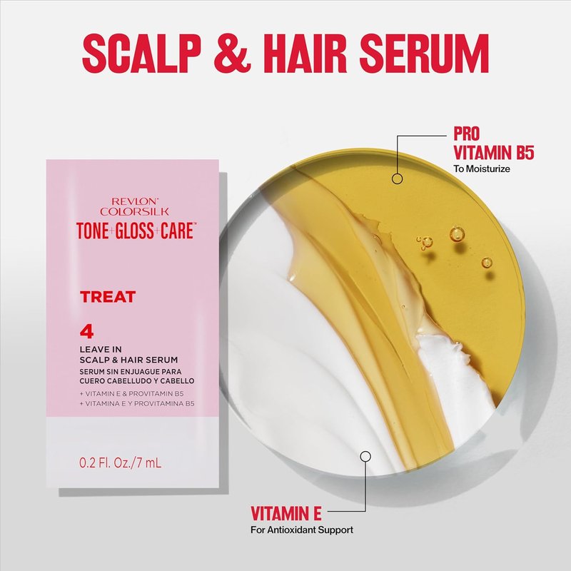 Revlon ColorSilk Tone + Gloss + Care Demi Permanent Hair Color, Dye Kit with Leave-In Scalp and Haircare Serum, 2x Shinier, 4x Stronger, 1 Black, 4.5 fl oz