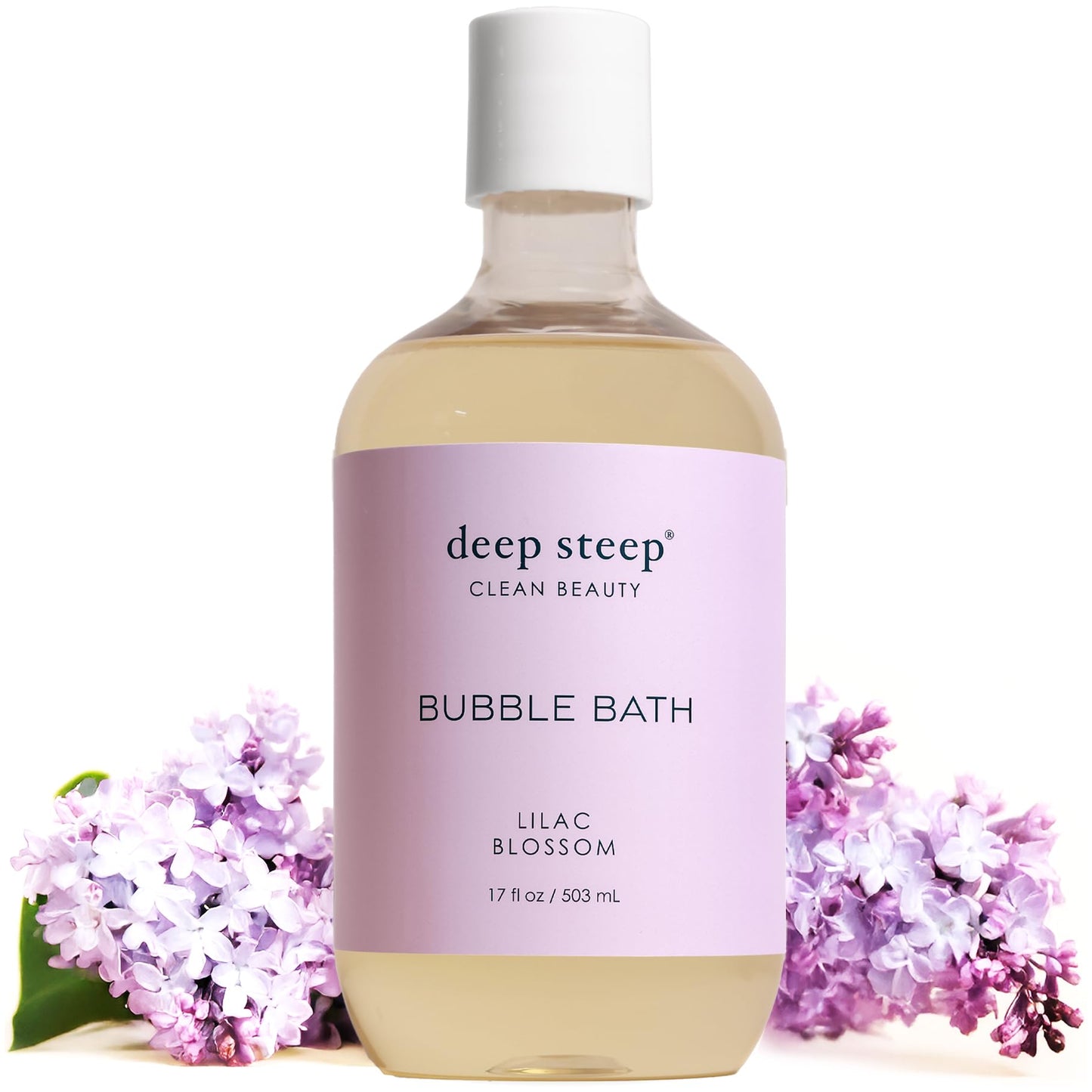 Deep Steep Lilac Blossom Bubble Bath for Women, Hypoallergenic, Clinically Tested, Clean Formula for Sensitive Skin, Sulfate-Free, 17 fl oz Bottle, Essential Bath Accessories