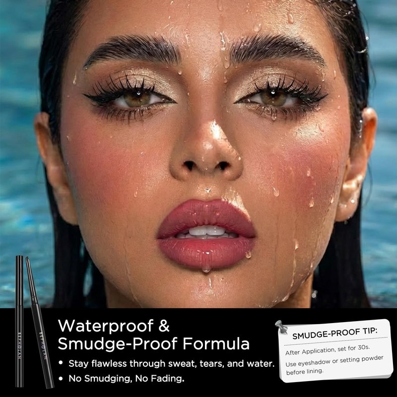 BEPHOLAN Black Gel Eyeliner Pencil, D-Tip Precision Waterproof Eyeliner Pen, Smudge Proof Long Lasting Eye Liner, Beginner Friendly, Ideal for Waterline & Daily Eye Makeup