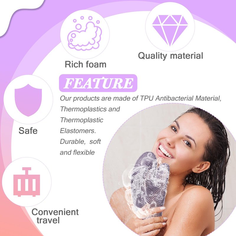 Karenhi 2 Pcs Honeycomb Exfoliating Glove Bath Mitt Body Spa Scrubber, Honeycomb Exfoliator Glove for Body Shower, Scrubber Sponge Shower Loofah, Quick Drying(Pink,Purple)