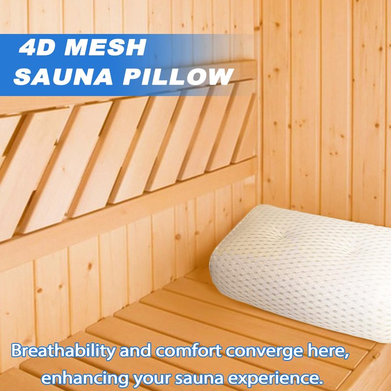REEZEIVI Sauna Headrest Pillow, 4D Air Mesh Quick Drying and Washable Sauna Pillow Sauna Neck Rest Sauna Accessory,White