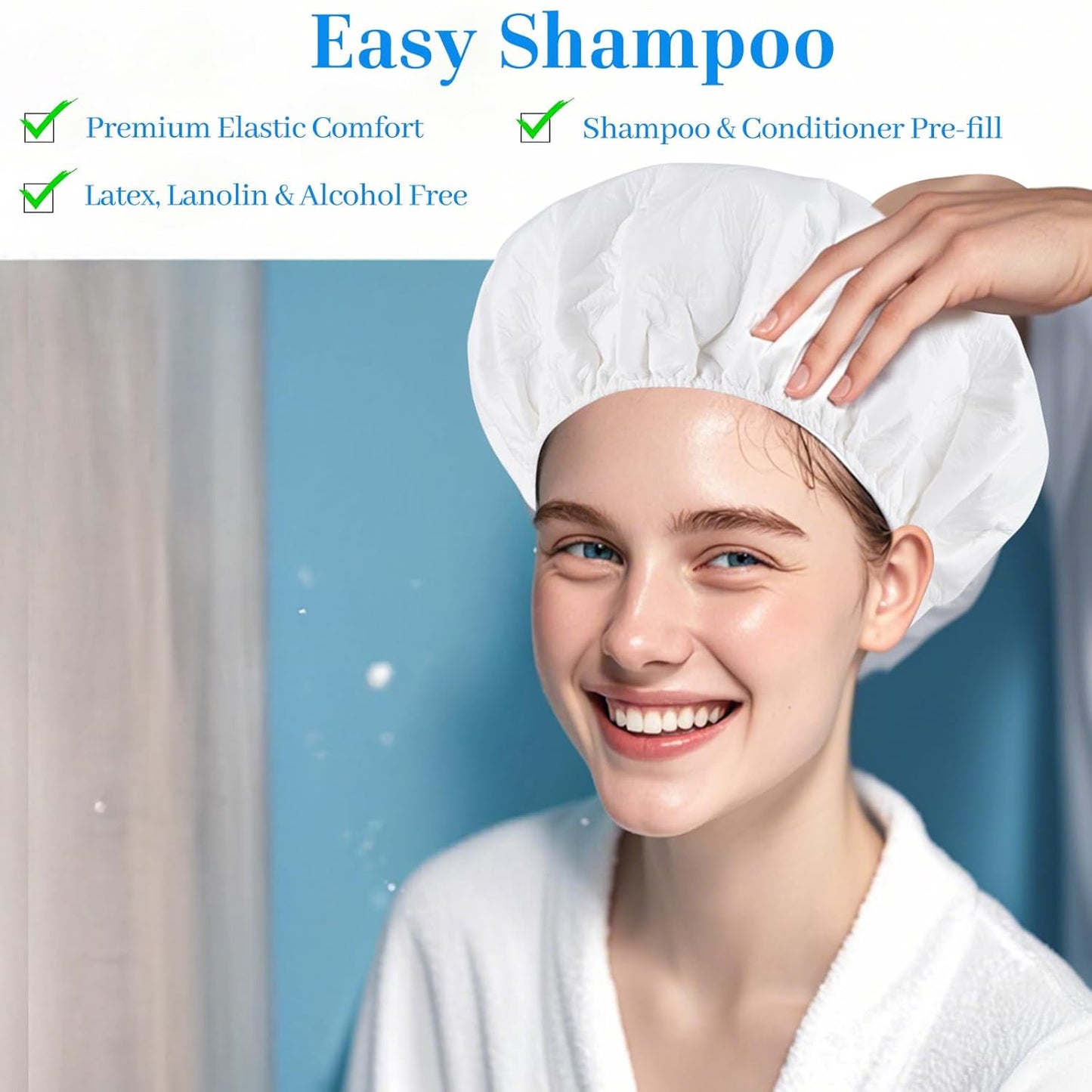 Waterless Shampoo Caps - No Rinse Hair Wash for Bedridden Patients | 6 Pack, Portable Design for Home & Hospital Use