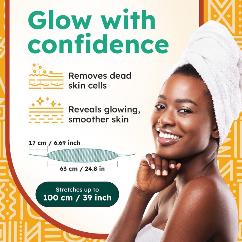 AURAE African Net Sponge – 6-Pack Exfoliating Body Scrubbers, Quick-Drying, Multi-Color
