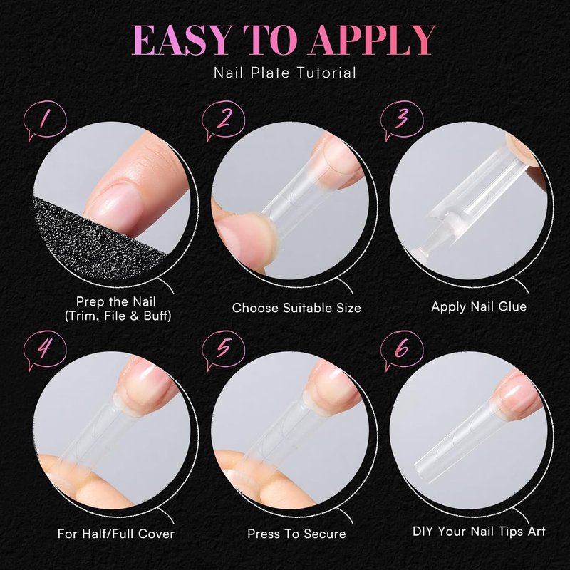 Makartt XL Tapered Square Nail Tips - Matte Clear Half Cover Fake Nails with Alignment Guides | 240pcs in 12 Sizes