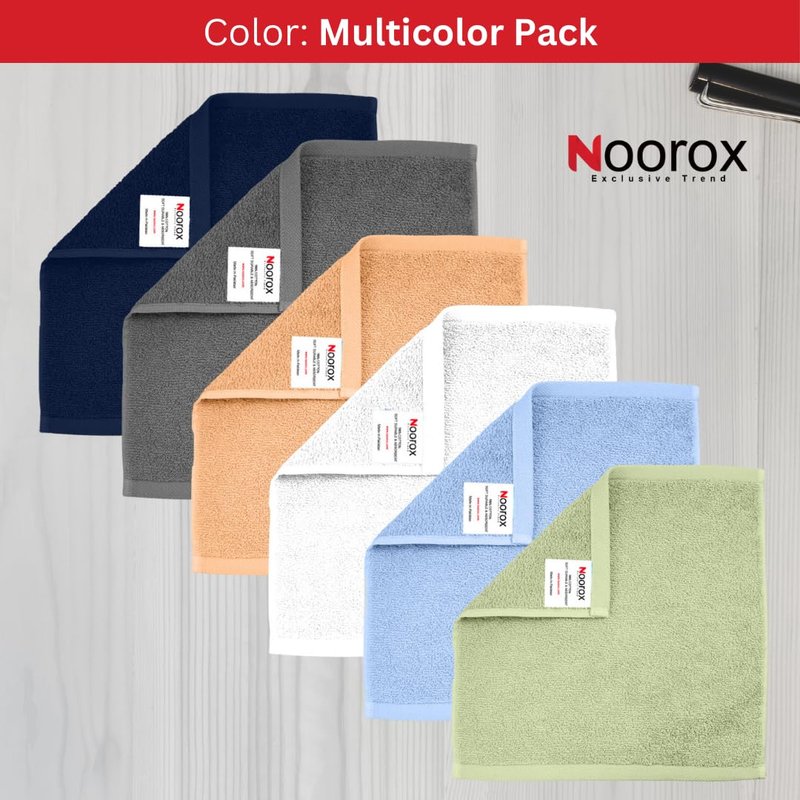 Noorox Washcloth Set – 12x12 Inch – Pack of 12 – Soft, Absorbent, Quick-Dry Cotton Towels for Bathroom, Spa & Kitchen