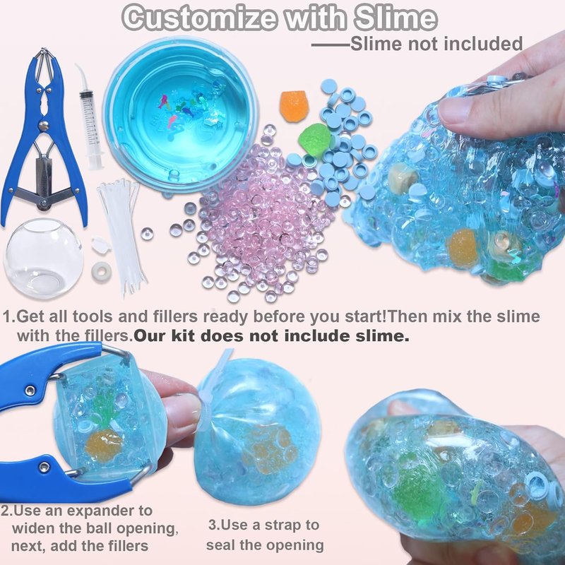 DIY Stress Ball Making Kit - 15PCS Transparent Blanks with Air Pump & Expander Tool for Pressure Relief | Fun Craft Activity