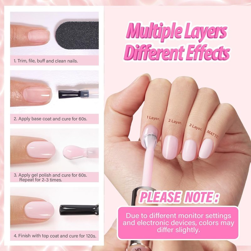 Milky Pink Gel Nail Polish - Hema-Free Jelly Formula for Soak Off UV LED Nail Art | 15ML Translucent Finish