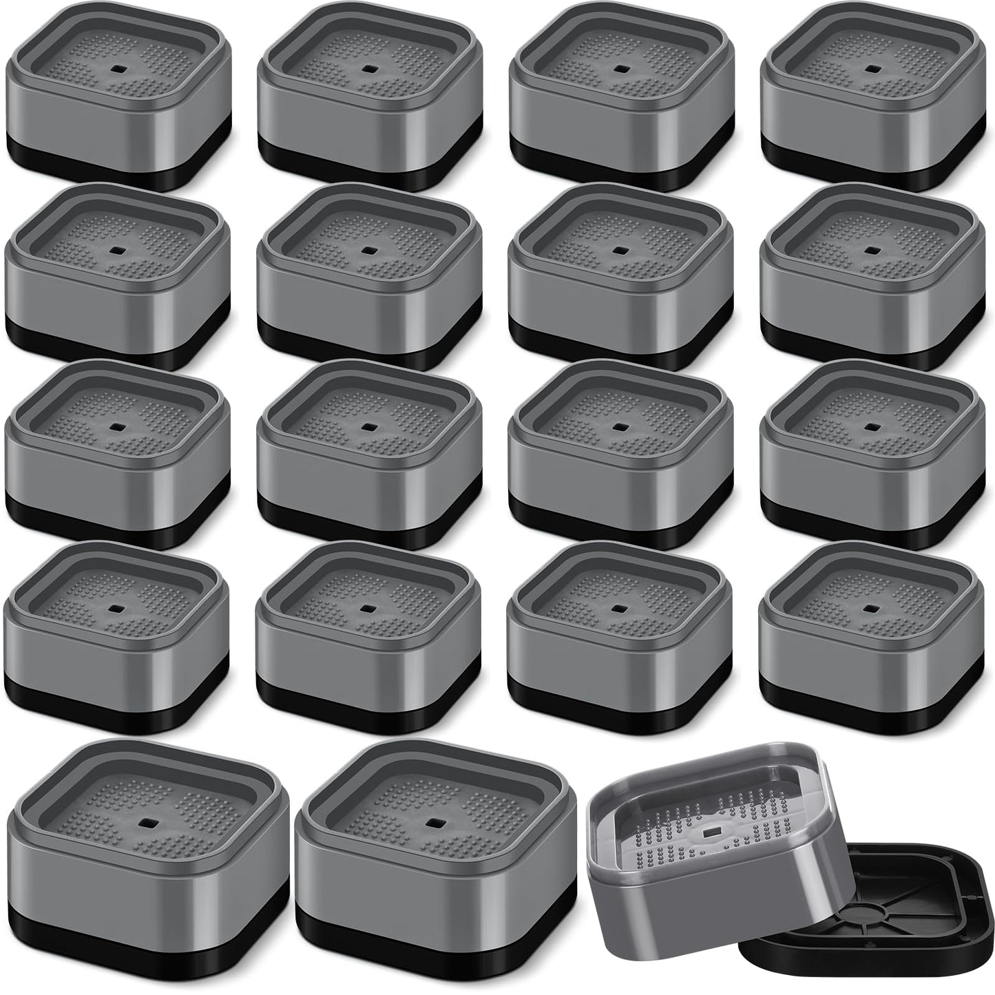 Ecally 16 Pack Furniture Risers Adjustable Bed Risers Desk Leg Risers 1.38" Stackable Heavy Duty Bed Lifts Risers Square Bed Raising Blocks for Mattress Table Leg Desk Chair Couch Sofa Dorm (Gray)