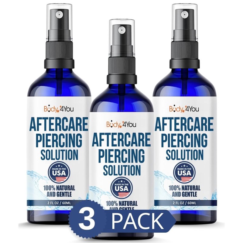 BodyJ4You Piercing Aftercare Spray - Saline Solution for Piercings Wound Wash Sterile Saline - Keloid Bump Removal Ear Nose Septum Belly Button Cartilage - Sea Salt Earring Cleaner 2 Fl Oz (Pack of 3)