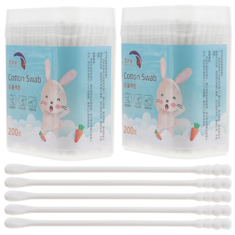 400PCS Cotton Swabs, Cotton Buds Swabs Cleaner Double Round Cotton Tip Cleaning Swabs with Paper Stick for Cleaning Ear Nose nose swabs Makeup chidren ear nose cotton sticks
