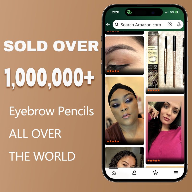 2 Pack Eyebrow Pencil, Waterproof Eyebrow Makeup with Dual Ends, Professional Brow Enhancing Kit with Eyebrow Brush, Khaki Coffee