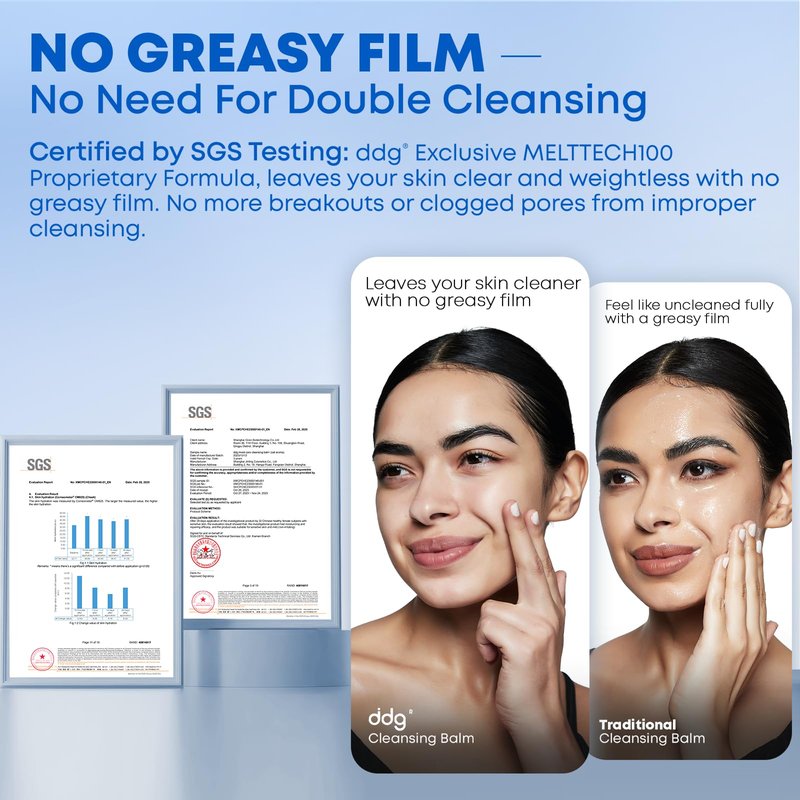 ddg Cleansing Balm Makeup Remover for Sensitive Skin,Eye Makeup Remover&Facial Cleanser for Waterproof Makeup Removal,Vegan Plant Oils,Nourishing & Hydrating,3.38floz/100ml
