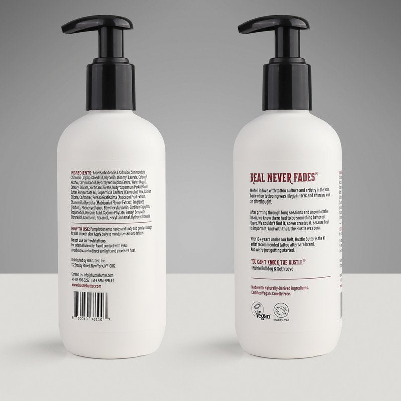 Hustle Butter Tattoo Aftercare - Daily Moisturizing Lotion - Naturally Derived Vegan Cruelty Free - Everyday All Over Use for Tattoos - 9 fl oz