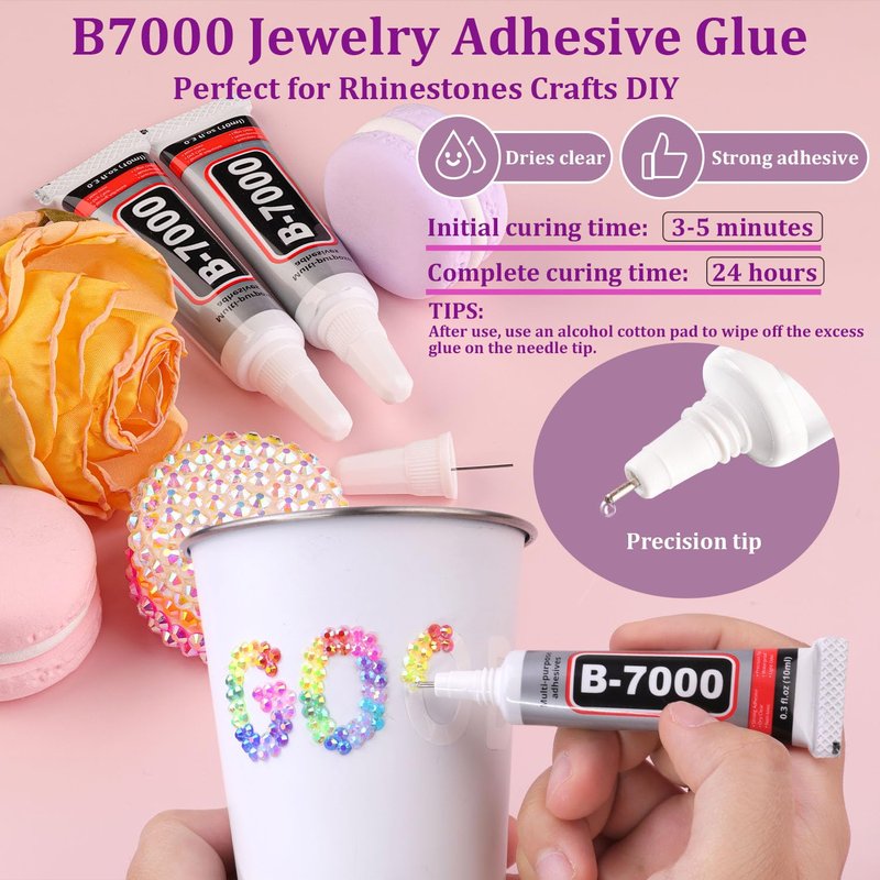 18000Pcs Resin Jelly Rhinestones for Bedazzling, Multicolor 3mm Flatback Rainbow Gems, Bedazzler Kit with 3Pcs 10ml B7000 Jewelry Glue for Crafts Crafting Book Shoes Nail Art