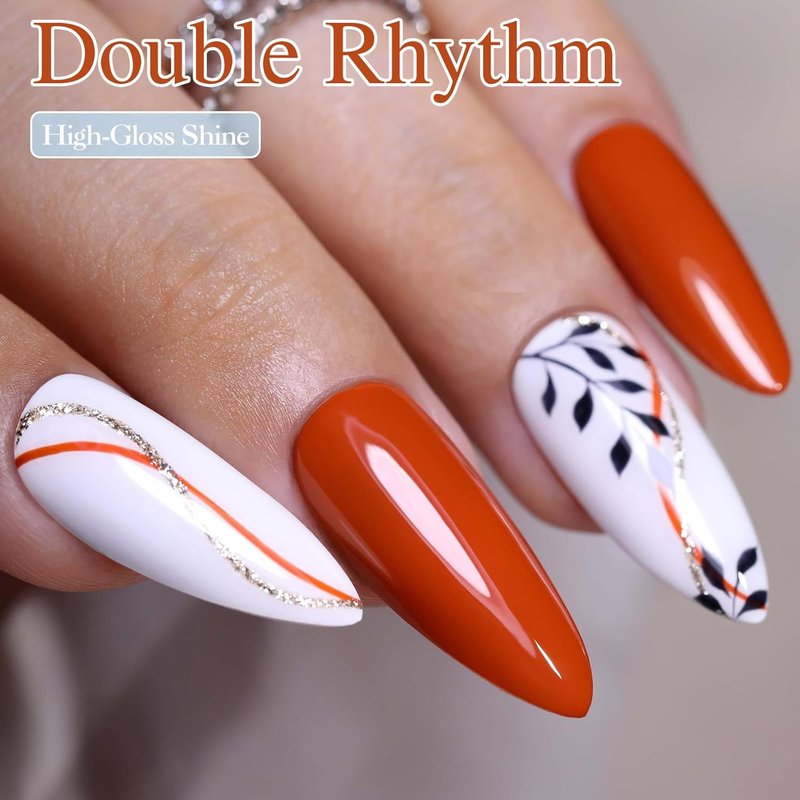 Double Rhythm Gel Polish - Pumpkin Orange 0.5Oz | Soak Off Manicure for Salon & DIY Nail Art