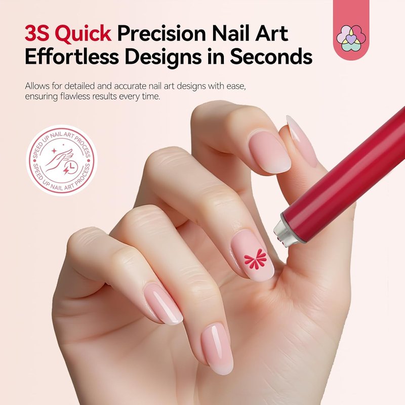Nail Art Stamp Pen Set - French Tip & Flower Patterns | 3 Quick-Dry Tools for DIY Manicure