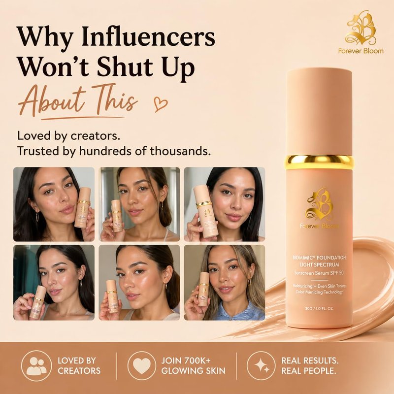 Bio Mimic Foundation by Forever Bloom; Protecting from Sun with SPF50; for Gym, Sports, Dancing