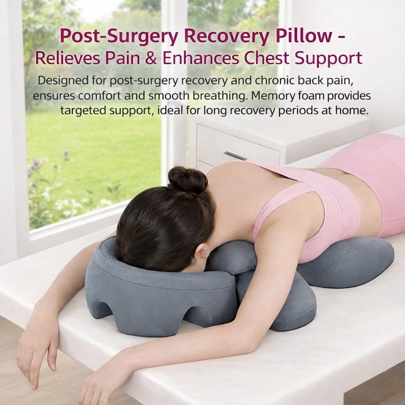 2026 Upgraded Pillow for Massage Face Down, Extra Large Thick Breast Support Pillow for Sleeping, Chest & Face Support Pillow for Massage, SPA & Relaxation, Removable Washable Cover, Non-Slip Bottom