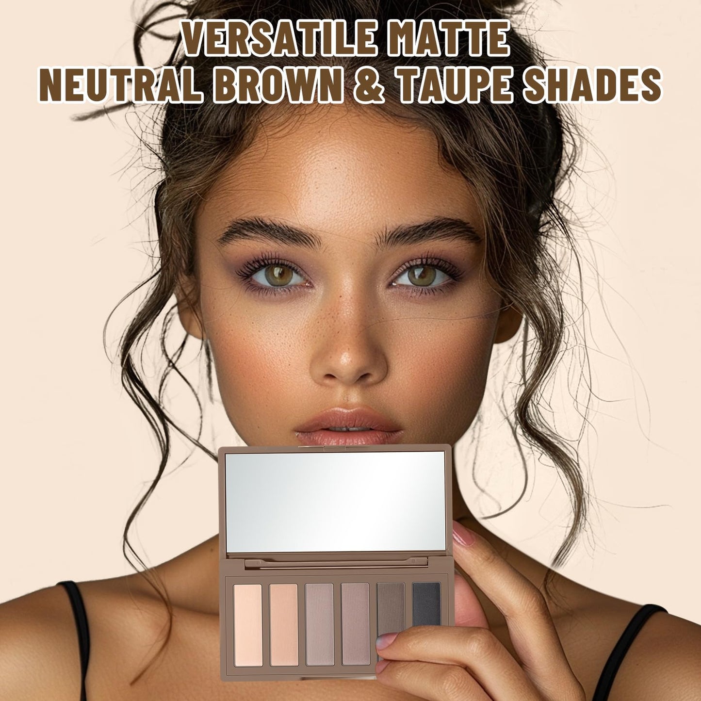 SUSIKEKI Neutral Nude Matte Eyeshadow Palette with Brush - 6 Colors Mini Travel Size, Highly Pigmented Taupe & Brown Smoky Eye shadow, Long Lasting Vegan Makeup Palette for Daily Use