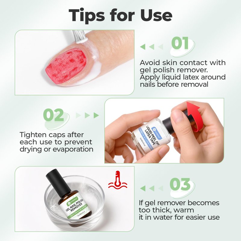 Luckyfairy Gel Nail Polish Remover: 15ml Nail Polish Remover with Liquid Latex for Nails Peel off, Fast & Easy Remove Gel Polish in 2-5 Minutes, No Soaking or Wrapping, Cuticle Protectors