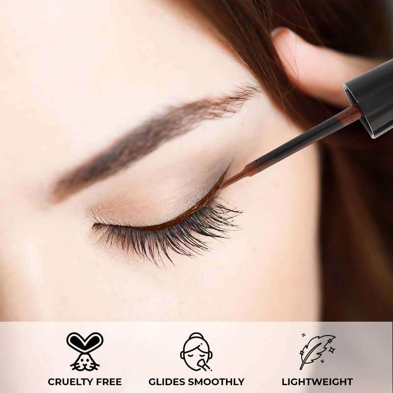 Profusion Cosmetics Everlasting Waterproof Liquid Eyeliner – Pro-Control Brush for Bold Definition, Long-Wearing Smudge-Resistant Vegan & Cruelty-Free Eye Makeup (Brown)