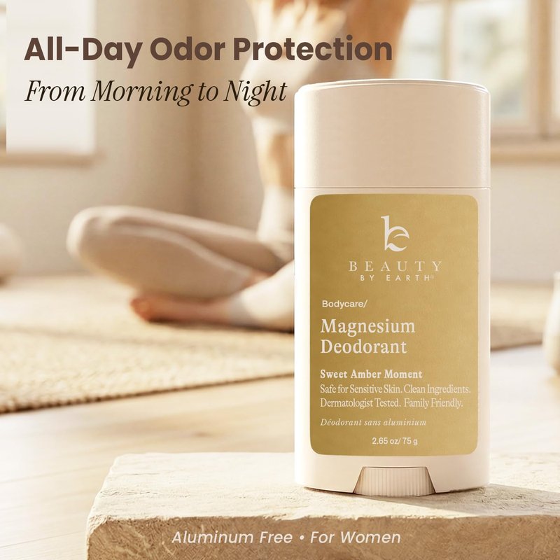 Natural Deodorant for Women - Aluminum & Baking Soda Free, USA Made with 55% Organic Ingredients for Long-Lasting Odor Protection, Kid & Sensitive Skin Safe Magnesium Deodorant