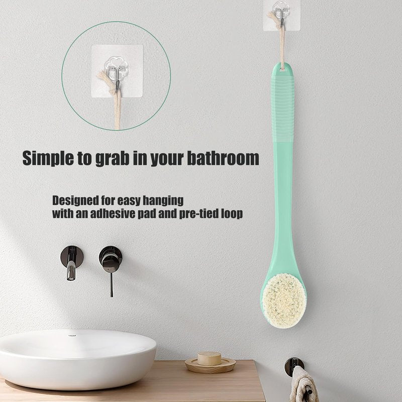 ROLIZOE 17-Inch Back Scrubber for Shower, Anti-Slip Exfoliating Body Brush for Bath, Gentle Back Brush for Shower for Men, and Women, Cleaning Skin for Smooth, Glowing Skin (Celadon Green)