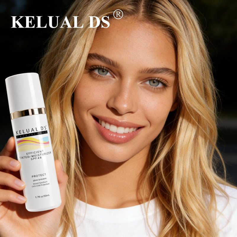 KELUAL DS Tinted Moisturizer,Anti-Aging Tinted Face Moisturizer SPF 46 | Broad Spectrum SPF Protection, Hydrating Dewy Universal Tinted Moisturizer, 1.7oz/50ml