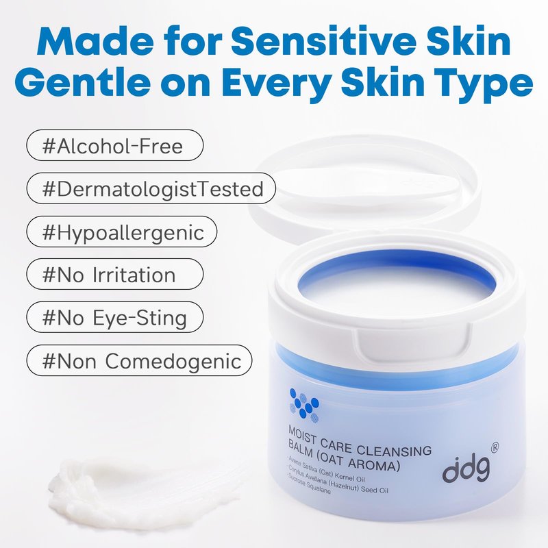 ddg Cleansing Balm Makeup Remover for Sensitive Skin,Eye Makeup Remover&Facial Cleanser for Waterproof Makeup Removal,Vegan Plant Oils,Nourishing & Hydrating,3.38floz/100ml