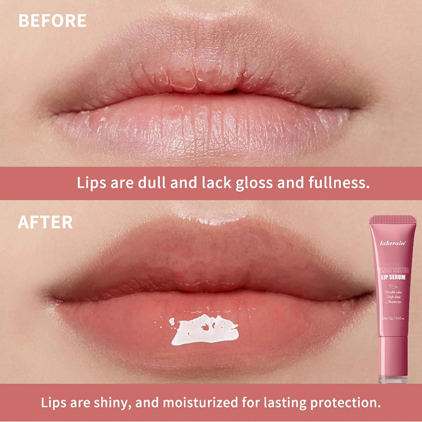 TEEROVA Tinted Lip Serum - High Shine Hydrating Formula with Plumping Polypeptides | Sheer Red